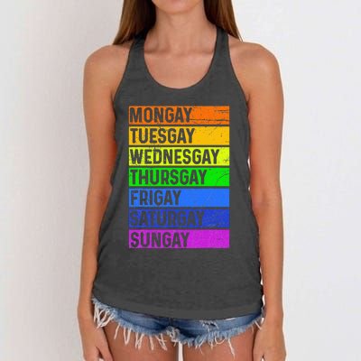 Pride Gay Agenda Love Lgbt Mongay Tuesgay Funny Pride Month Women's Knotted Racerback Tank