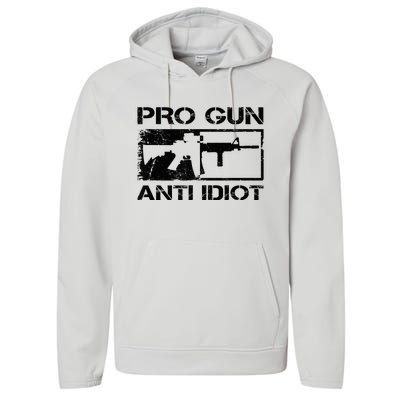 Pro Gun Anti Idiot 2nd Amendment Ar15 Rifle Gun Rights Performance Fleece Hoodie