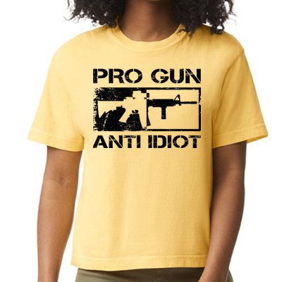 Pro Gun Anti Idiot 2nd Amendment Ar15 Rifle Gun Rights Comfort Colors Boxy T-Shirt