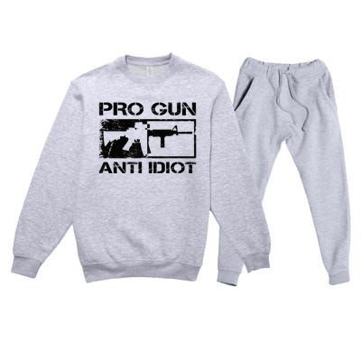 Pro Gun Anti Idiot 2nd Amendment Ar15 Rifle Gun Rights Premium Crewneck Sweatsuit Set