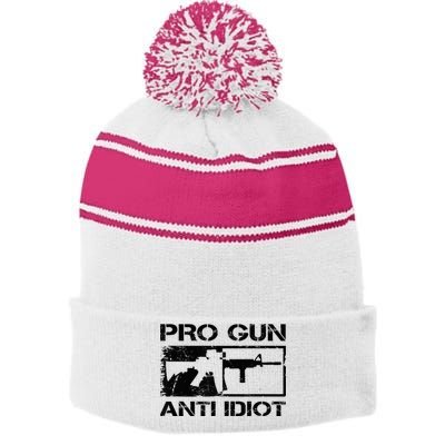 Pro Gun Anti Idiot 2nd Amendment Ar15 Rifle Gun Rights Stripe Pom Pom Beanie