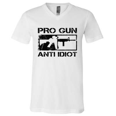 Pro Gun Anti Idiot 2nd Amendment Ar15 Rifle Gun Rights V-Neck T-Shirt