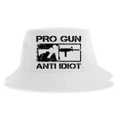 Pro Gun Anti Idiot 2nd Amendment Ar15 Rifle Gun Rights Sustainable Bucket Hat