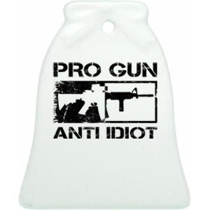 Pro Gun Anti Idiot 2nd Amendment Ar15 Rifle Gun Rights Ceramic Bell Ornament