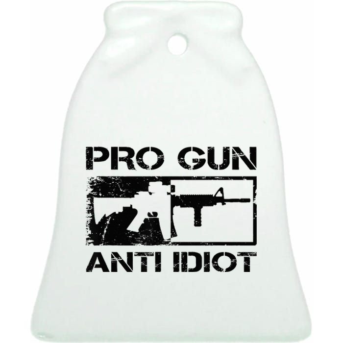 Pro Gun Anti Idiot 2nd Amendment Ar15 Rifle Gun Rights Ceramic Bell Ornament