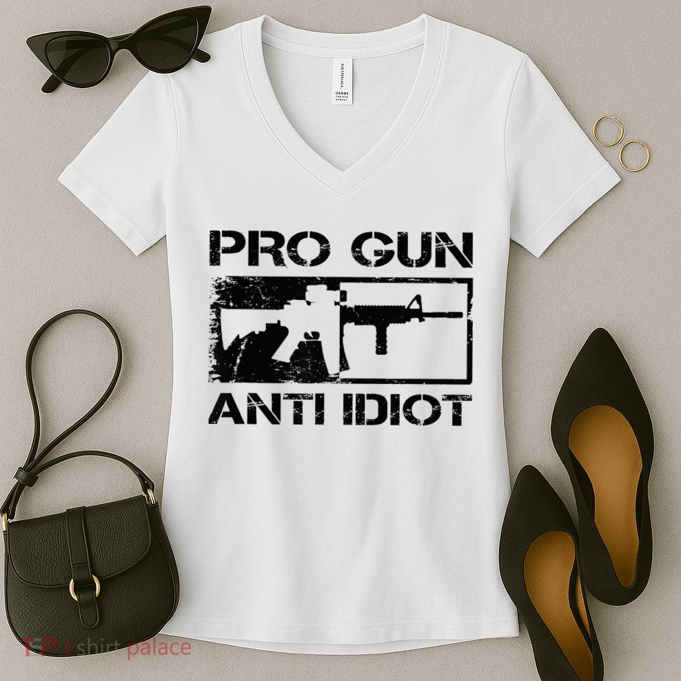 Pro Gun Anti Idiot 2nd Amendment Ar15 Rifle Gun Rights Women's V-Neck T-Shirt