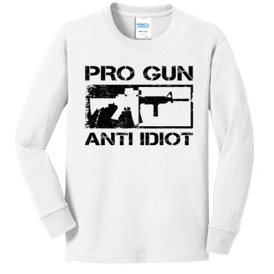 Pro Gun Anti Idiot 2nd Amendment Ar15 Rifle Gun Rights Kids Long Sleeve Shirt