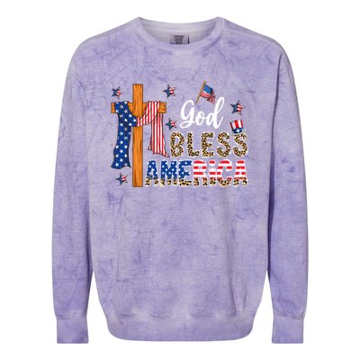 Patriotic God Bless America Usa Flag Colors For Christians Gift Colorblast Crewneck Sweatshirt