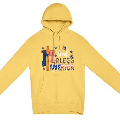 Patriotic God Bless America Usa Flag Colors For Christians Gift Premium Pullover Hoodie