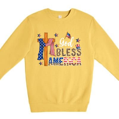 Patriotic God Bless America Usa Flag Colors For Christians Gift Premium Crewneck Sweatshirt