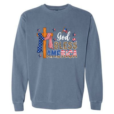 Patriotic God Bless America Usa Flag Colors For Christians Gift Garment-Dyed Sweatshirt