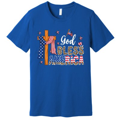 Patriotic God Bless America Usa Flag Colors For Christians Gift Premium T-Shirt