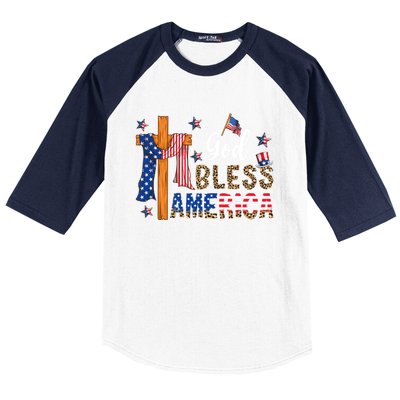 Patriotic God Bless America Usa Flag Colors For Christians Gift Baseball Sleeve Shirt