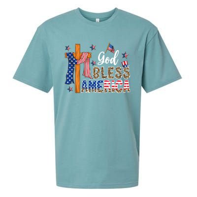 Patriotic God Bless America Usa Flag Colors For Christians Gift Sueded Cloud Jersey T-Shirt