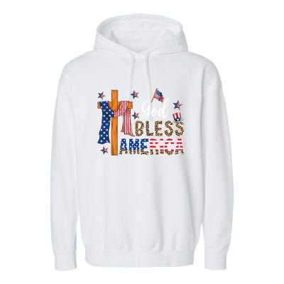 Patriotic God Bless America Usa Flag Colors For Christians Gift Garment-Dyed Fleece Hoodie