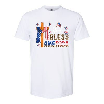 Patriotic God Bless America Usa Flag Colors For Christians Gift Softstyle CVC T-Shirt