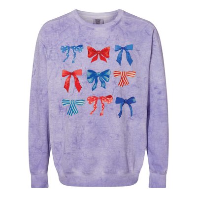 Patriotic Girl Boho Coquette Bows Colorblast Crewneck Sweatshirt