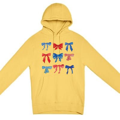 Patriotic Girl Boho Coquette Bows Premium Pullover Hoodie