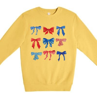 Patriotic Girl Boho Coquette Bows Premium Crewneck Sweatshirt