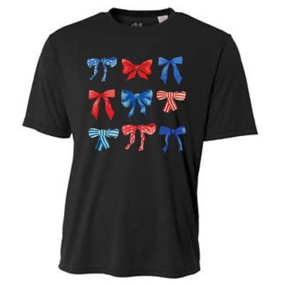 Patriotic Girl Boho Coquette Bows Cooling Performance Crew T-Shirt