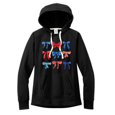 Patriotic Girl Boho Coquette Bows Women's Fleece Hoodie