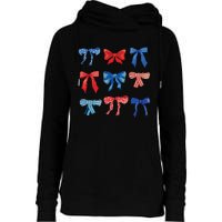 Patriotic Girl Boho Coquette Bows Womens Funnel Neck Pullover Hood