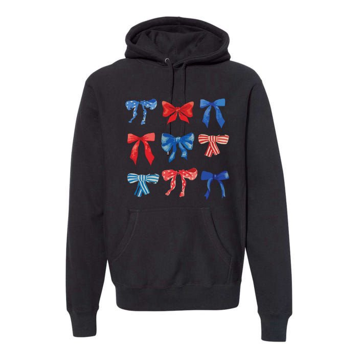 Patriotic Girl Boho Coquette Bows Premium Hoodie