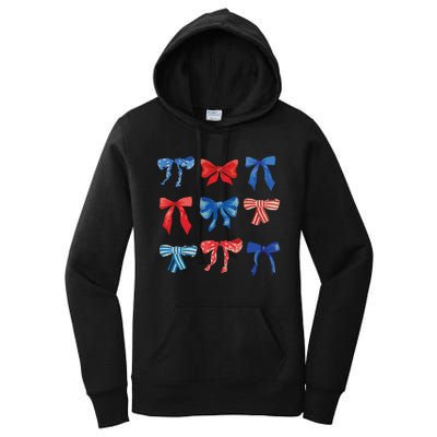 Patriotic Girl Boho Coquette Bows Women's Pullover Hoodie