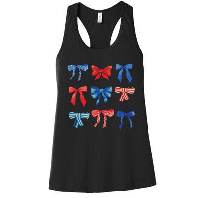 Patriotic Girl Boho Coquette Bows Women's Racerback Tank