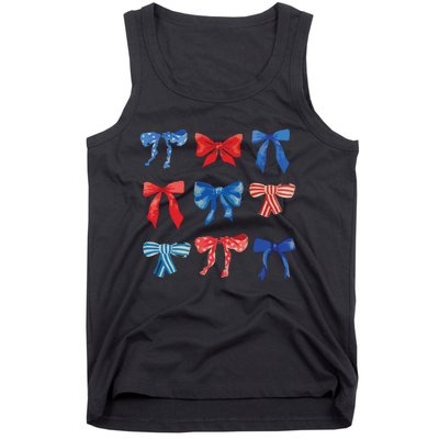 Patriotic Girl Boho Coquette Bows Tank Top