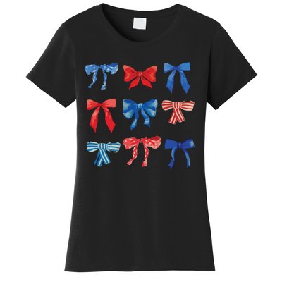 Patriotic Girl Boho Coquette Bows Women's T-Shirt