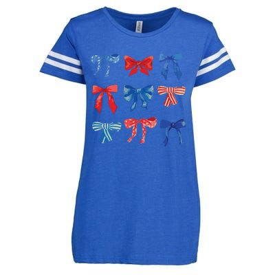 Patriotic Girl Boho Coquette Bows Enza Ladies Jersey Football T-Shirt