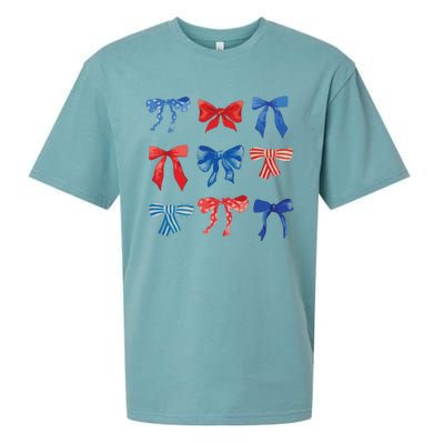 Patriotic Girl Boho Coquette Bows Sueded Cloud Jersey T-Shirt