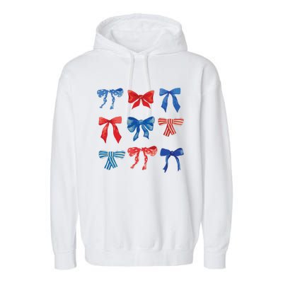 Patriotic Girl Boho Coquette Bows Garment-Dyed Fleece Hoodie