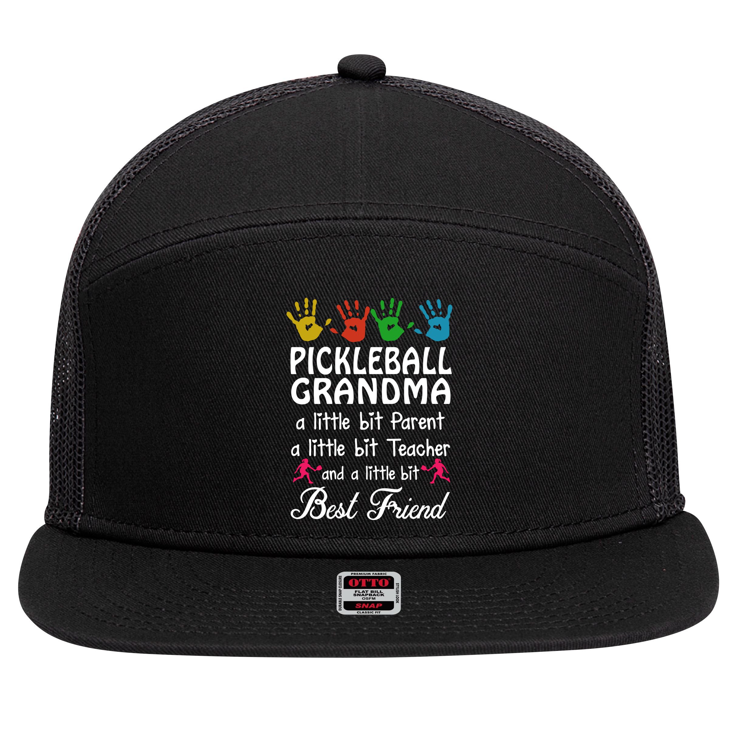 Pickleball GRANDMA BEST FRIEND 7 Panel Mesh Trucker Snapback Hat