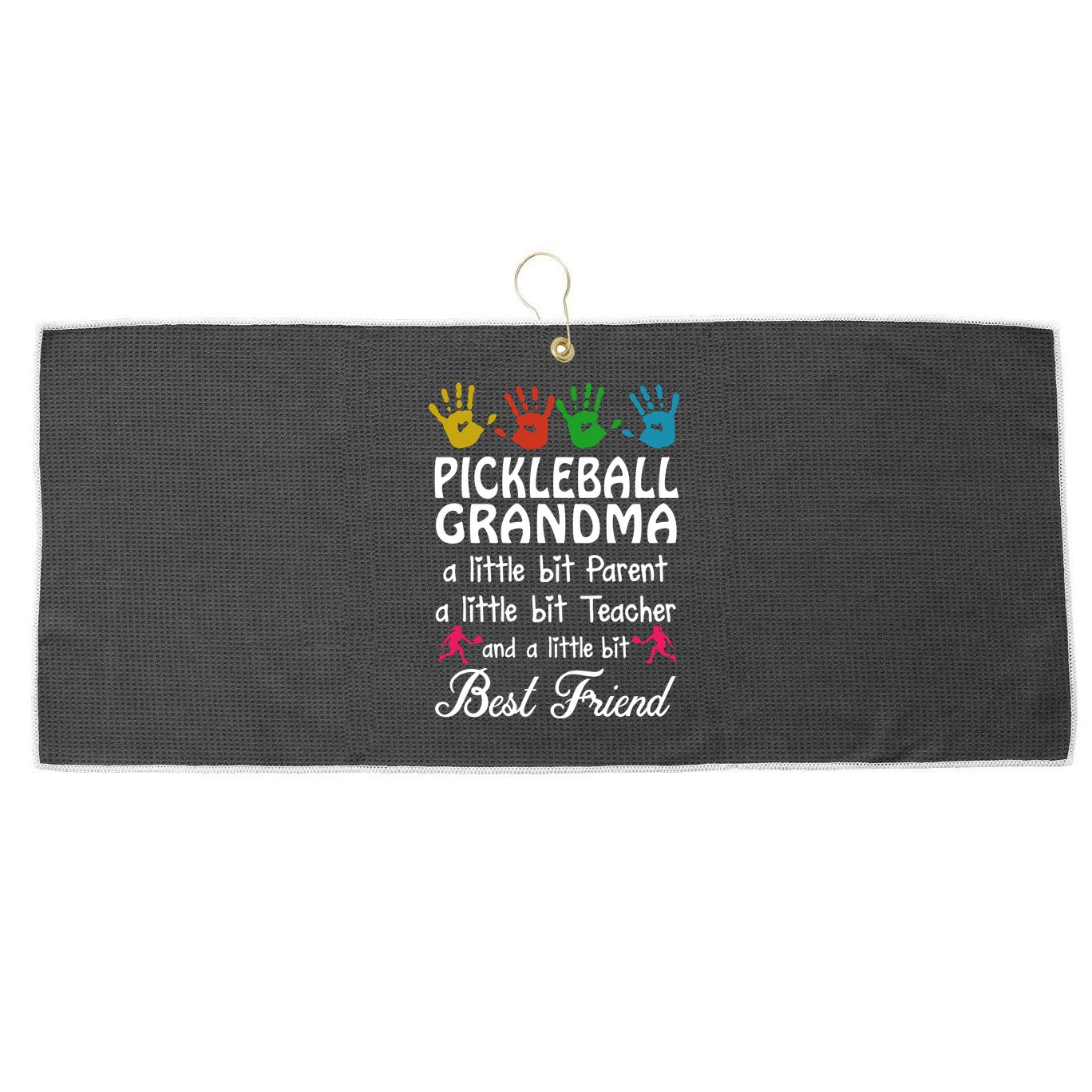 Pickleball GRANDMA BEST FRIEND Large Microfiber Waffle Golf Towel