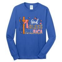 Patriotic God Bless America Usa Flag Colors For Christians Gift Tall Long Sleeve T-Shirt