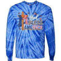 Patriotic God Bless America Usa Flag Colors For Christians Gift Tie-Dye Long Sleeve Shirt