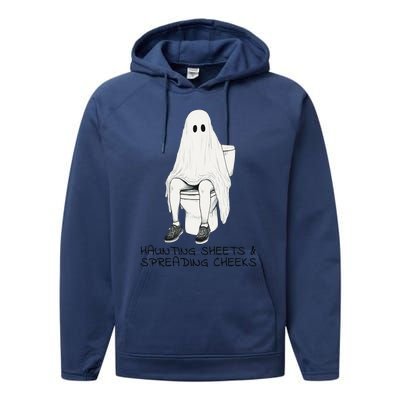 Pooping Ghost Bathroom Graphic Funny Embarrassing Halloween Performance Fleece Hoodie