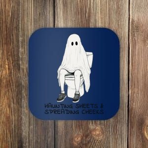 Pooping Ghost Bathroom Graphic Funny Embarrassing Halloween Coaster