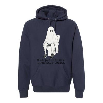 Pooping Ghost Bathroom Graphic Funny Embarrassing Halloween Premium Hoodie