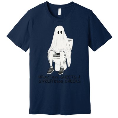 Pooping Ghost Bathroom Graphic Funny Embarrassing Halloween Premium T-Shirt