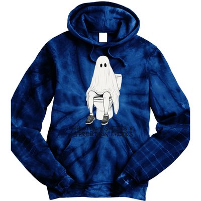 Pooping Ghost Bathroom Graphic Funny Embarrassing Halloween Tie Dye Hoodie