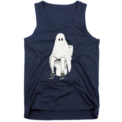 Pooping Ghost Bathroom Graphic Funny Embarrassing Halloween Tank Top