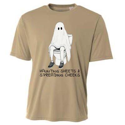 Pooping Ghost Bathroom Graphic Funny Embarrassing Halloween Cooling Performance Crew T-Shirt