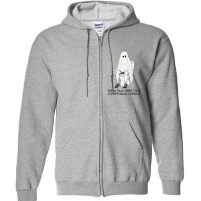 Pooping Ghost Bathroom Graphic Funny Embarrassing Halloween Full Zip Hoodie