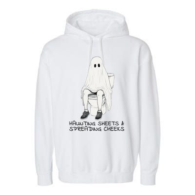 Pooping Ghost Bathroom Graphic Funny Embarrassing Halloween Garment-Dyed Fleece Hoodie