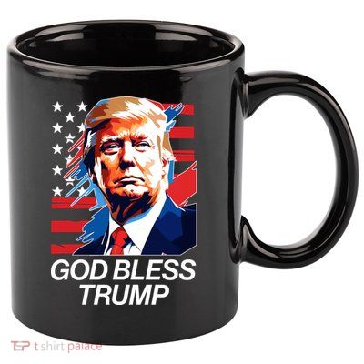 Patriotic God Bless Trump 11oz C Handle Ceramic Mug