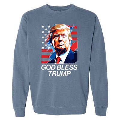 Patriotic God Bless Trump Garment-Dyed Sweatshirt