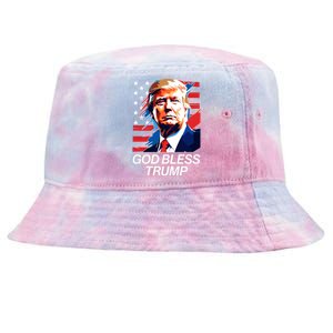 Patriotic God Bless Trump Tie-Dyed Bucket Hat